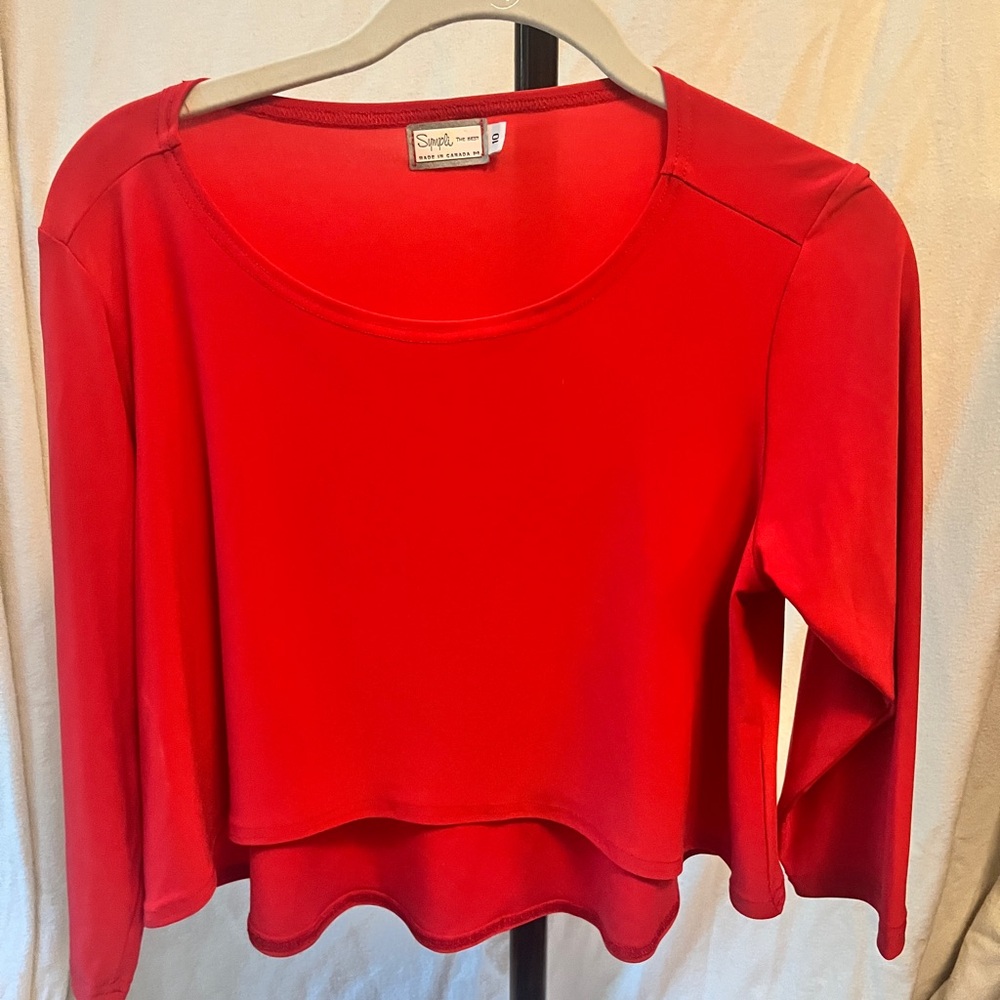 Sympli Red Crop Blouse Relaxed Fit